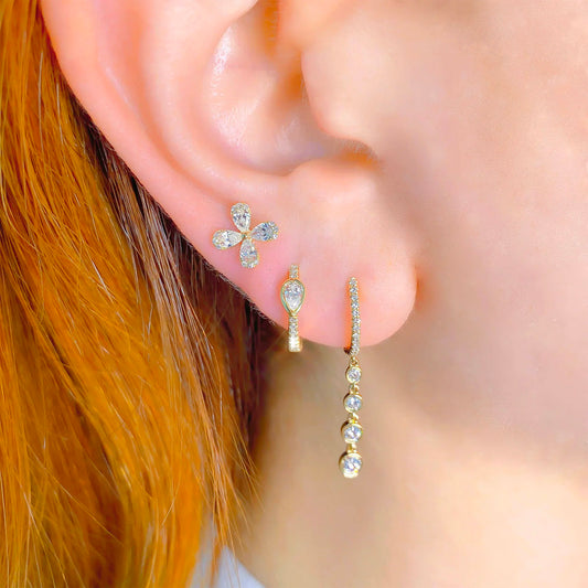 Diamond Hoop Dangle Earrings