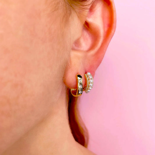 Cultured Pearl and Diamond Huggie Earrings
