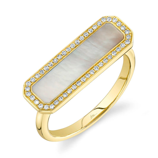 Mother of Pearl and Diamond Bar Ring