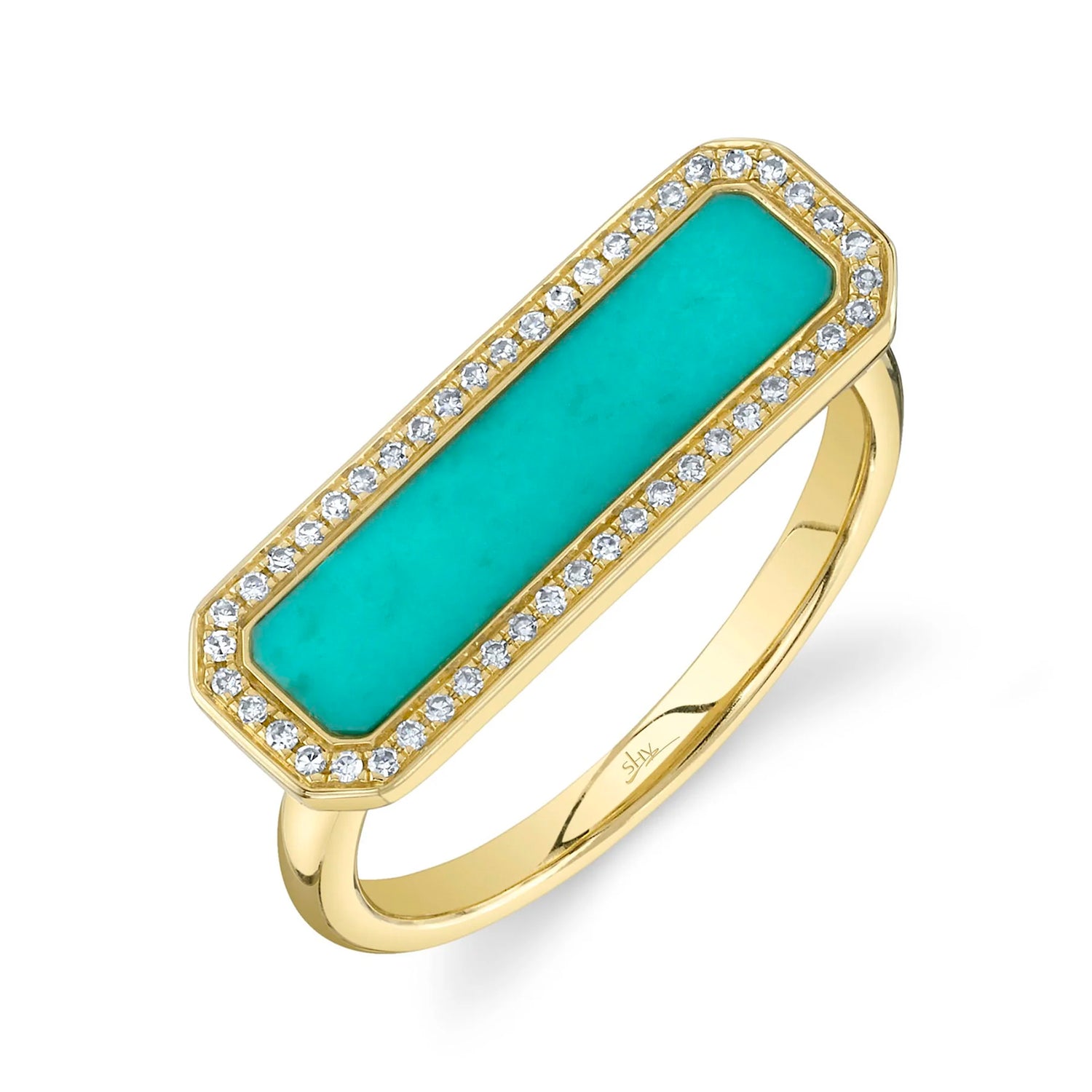Composite Turquoise and Diamond Bar Ring by Shy Creation Diamond