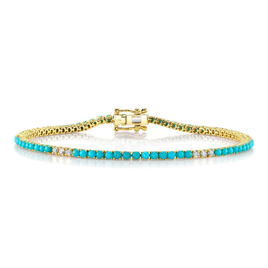 Composite Turquoise Bracelet with Diamonds