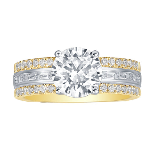 Lab Grown Diamond Ring with Baguette and Round Accent Diamonds