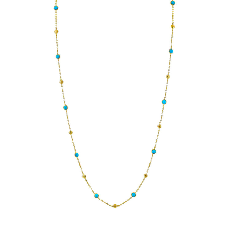 Turquoise Cabochon Strie Cushion Necklace