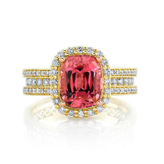 18k Yellow Gold Malaya Garnet & Diamond Ring