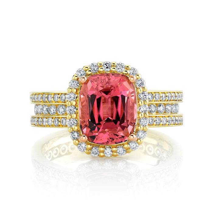 18k Yellow Gold Malaya Garnet & Diamond Ring