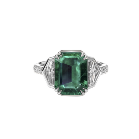 Platinum Emerald Diamond Ring