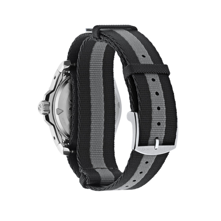 Dive Black Dial Black and Grey Nylon Watch