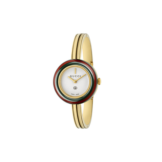 Play White Dial Gold-Tone Stainless Steel Bangle Watch