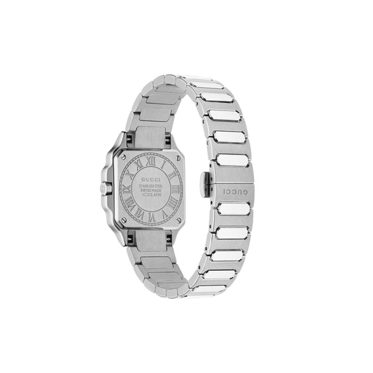 G-Flat Diamond Index Black Galvanized Dial Stainless Steel Watch