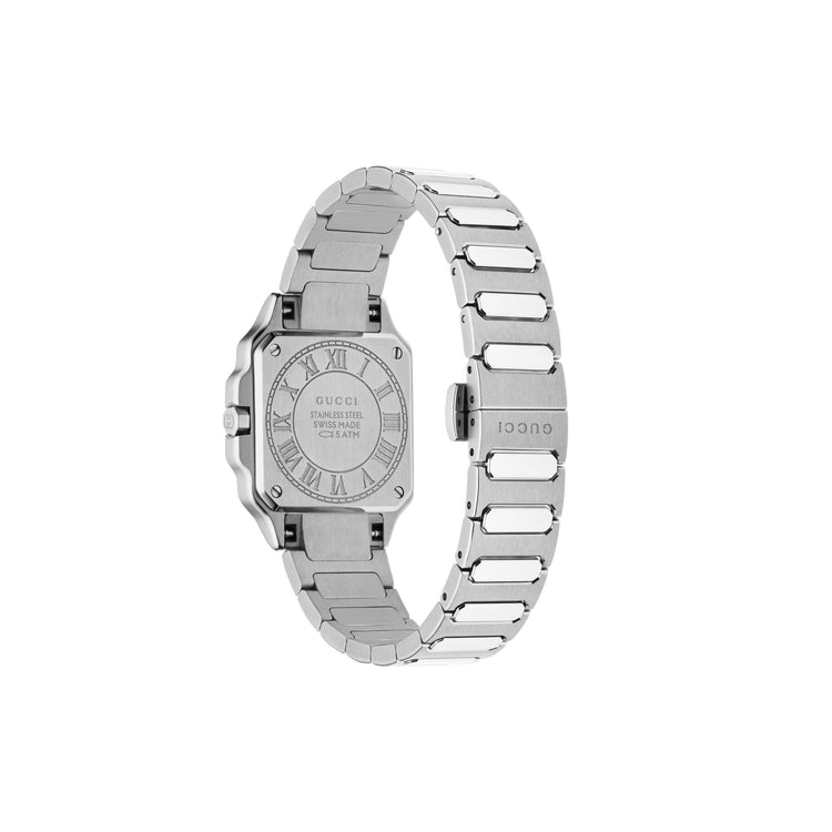 G-Flat Diamond Index Black Galvanized Dial Stainless Steel Watch