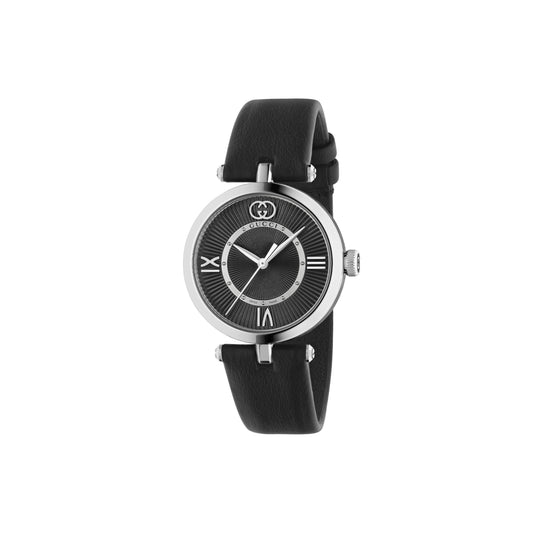 Gucci Model 2000 Black Dial Black Leather Watch