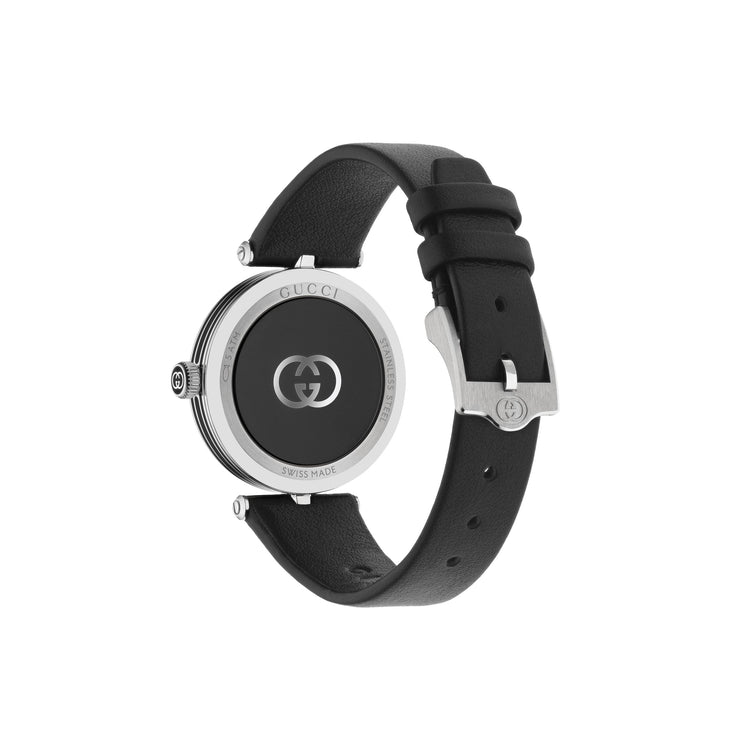 Gucci Model 2000 Black Dial Black Leather Watch