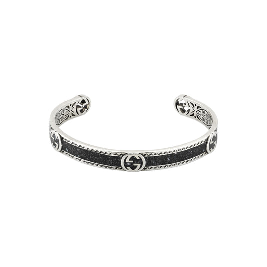 STSLVR GUCCI BLACK ENAMEL INTERLOCKING G BRACELET