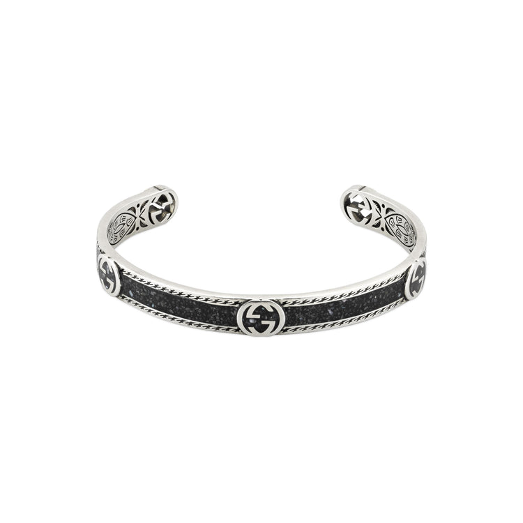 STSLVR GUCCI BLACK ENAMEL INTERLOCKING G BRACELET