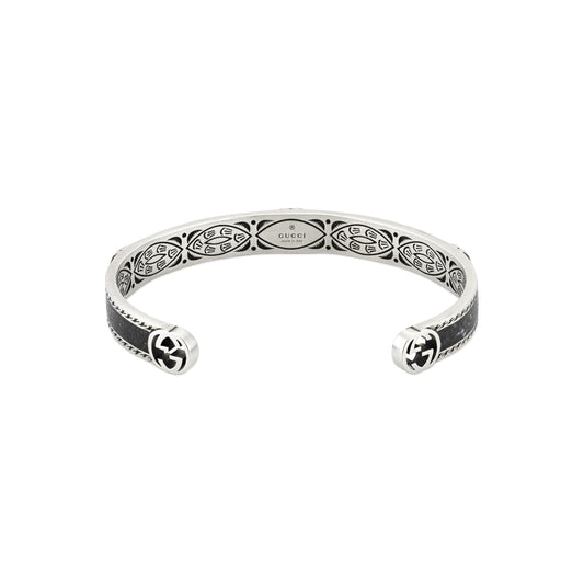 STSLVR GUCCI BLACK ENAMEL INTERLOCKING G BRACELET
