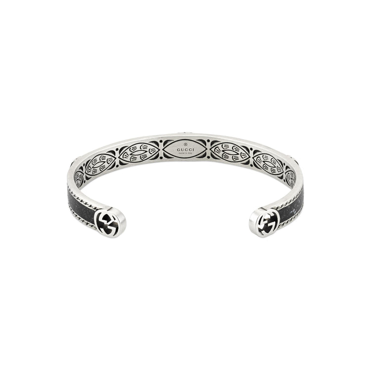 STSLVR GUCCI BLACK ENAMEL INTERLOCKING G BRACELET