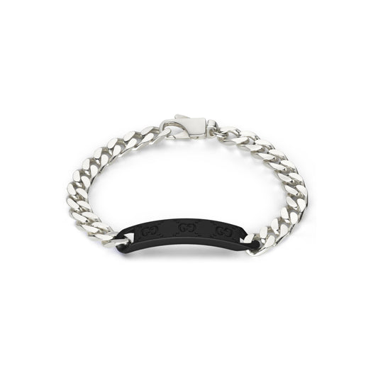 STSLVR GUCCI 7.5" RUBBER EFFECT LEATHER TAG BRACELET