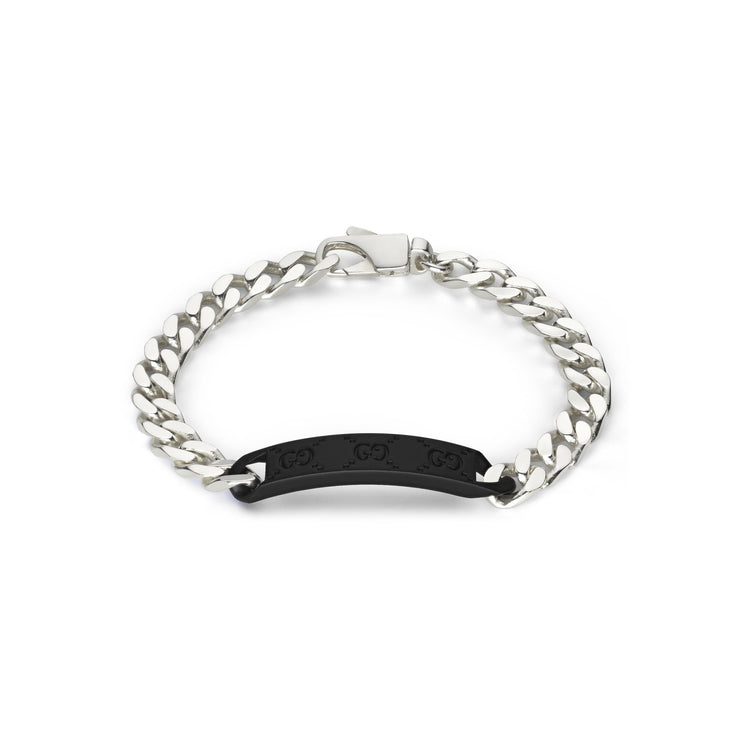 STSLVR GUCCI 7.5" RUBBER EFFECT LEATHER TAG BRACELET