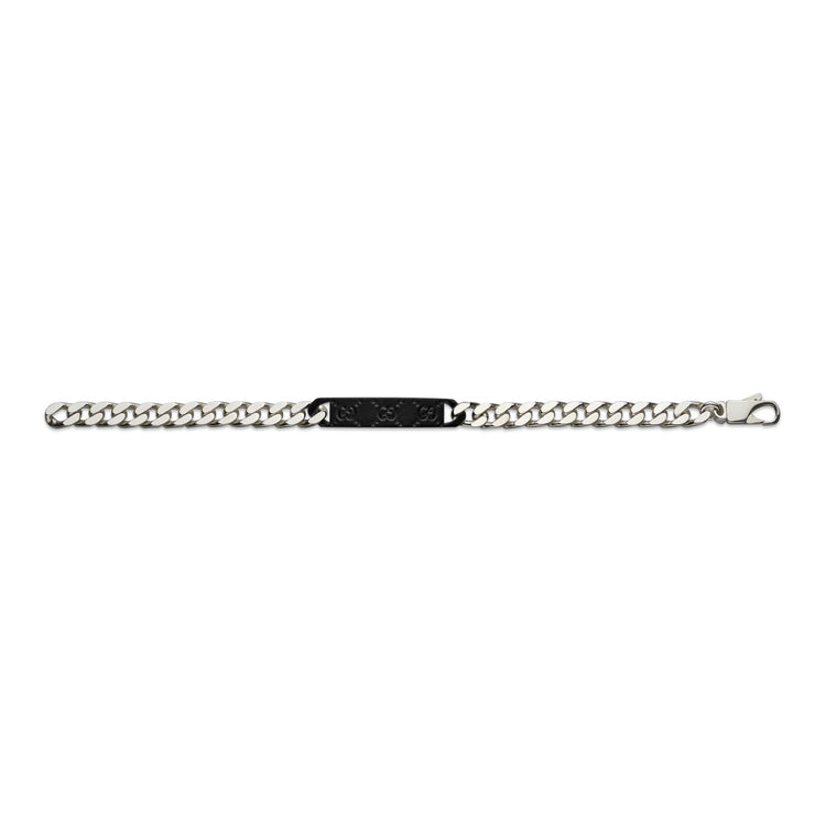 STSLVR GUCCI 7.5" RUBBER EFFECT LEATHER TAG BRACELET