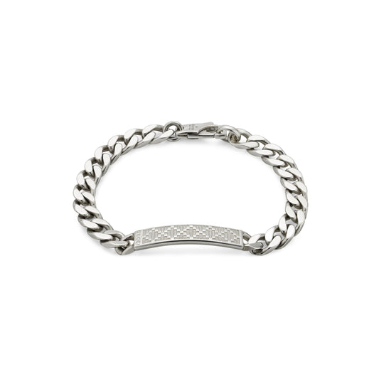 STSLVR GUCCI DIAMANTE PATTERN ID BRACELET SZ 19
