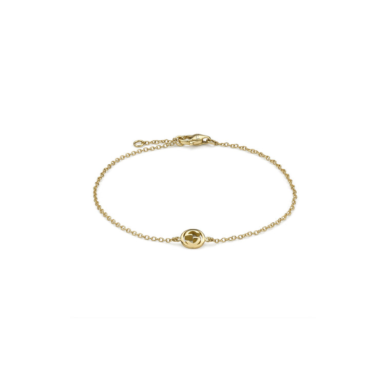 18KYG GUCCI INTERLOCKING SINGLE STATION BRACELET SZ 17