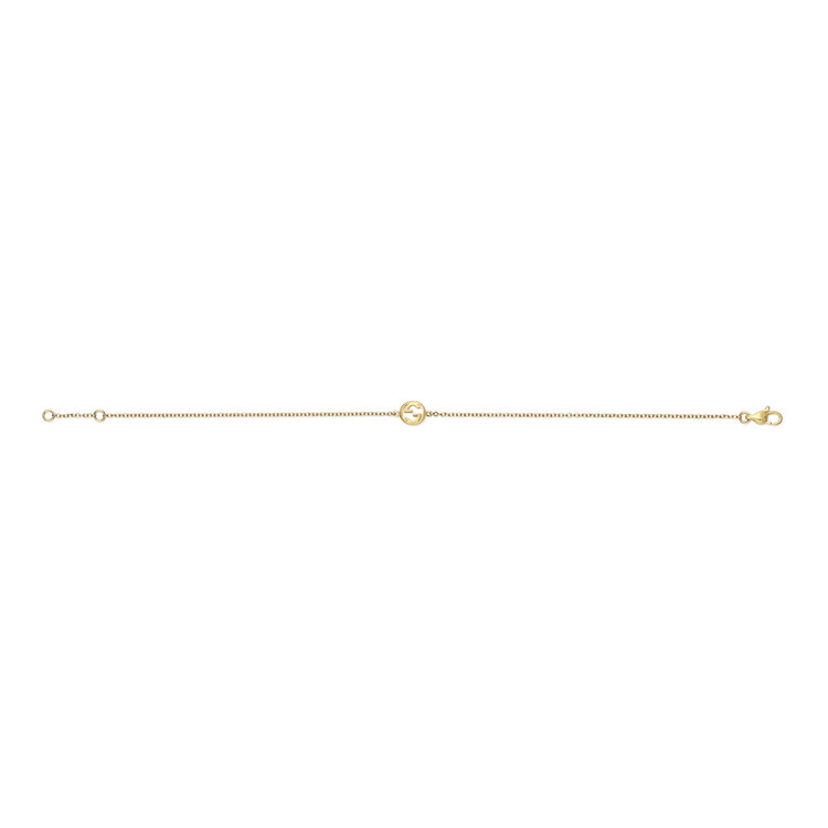 18KYG GUCCI INTERLOCKING SINGLE STATION BRACELET SZ 17