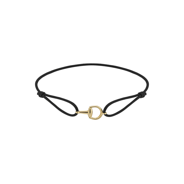 18KYG HORSEBIT BRACELET ON BLK COTTON STRAP