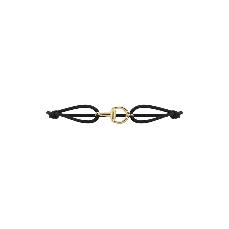 18KYG HORSEBIT BRACELET ON BLK COTTON STRAP