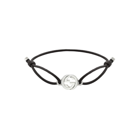 STSLVR GUCCI INTERLOCKING BRACELET ON BLK COTTON