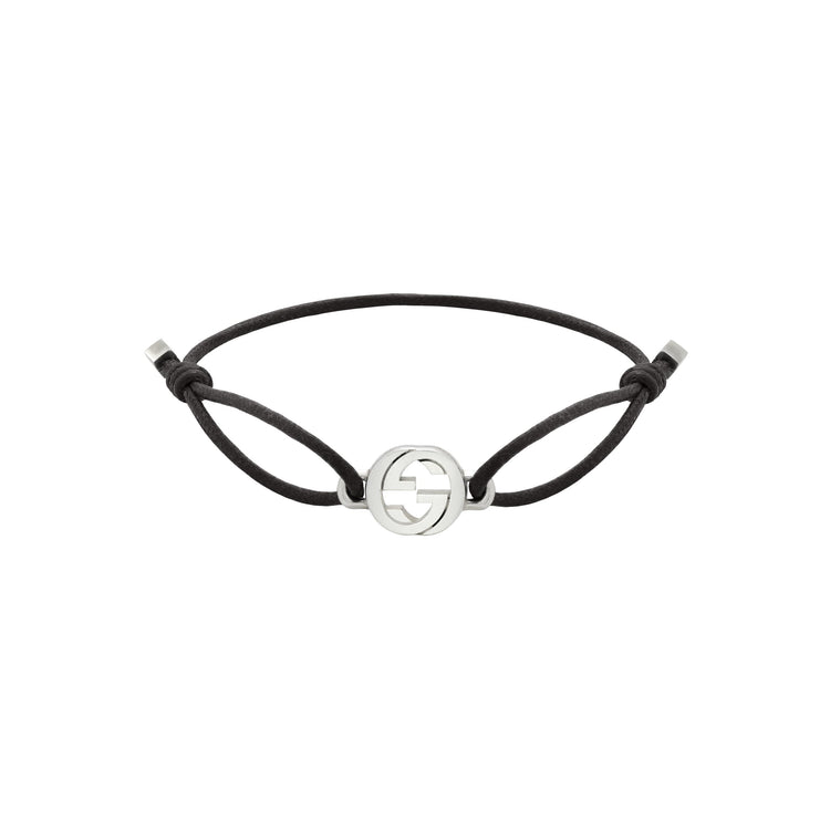STSLVR GUCCI INTERLOCKING BRACELET ON BLK COTTON