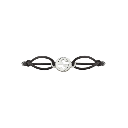 STSLVR GUCCI INTERLOCKING BRACELET ON BLK COTTON