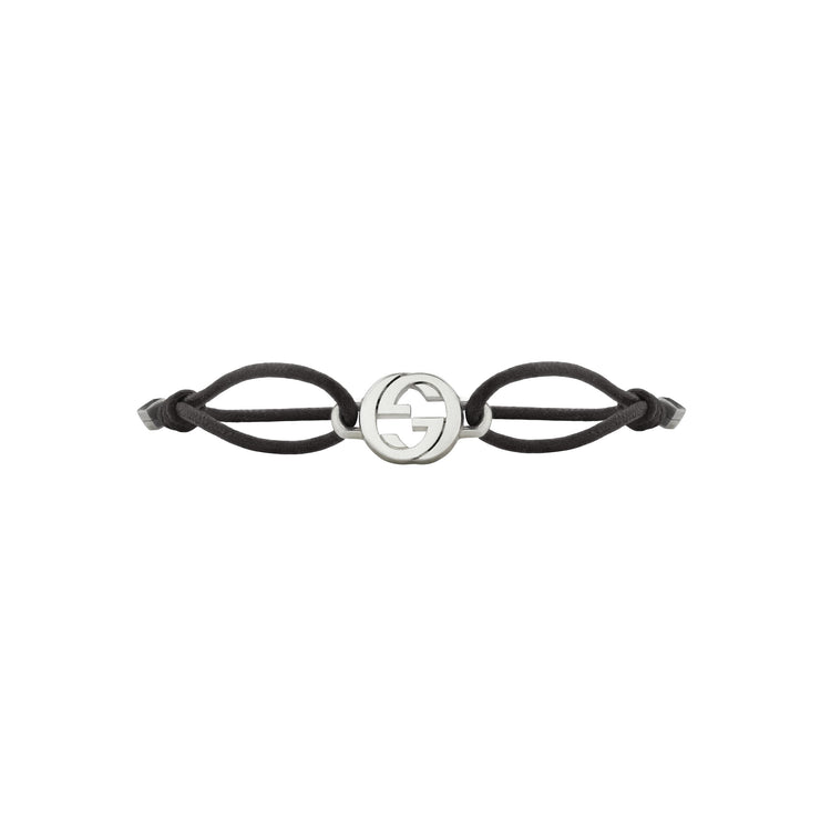 STSLVR GUCCI INTERLOCKING BRACELET ON BLK COTTON