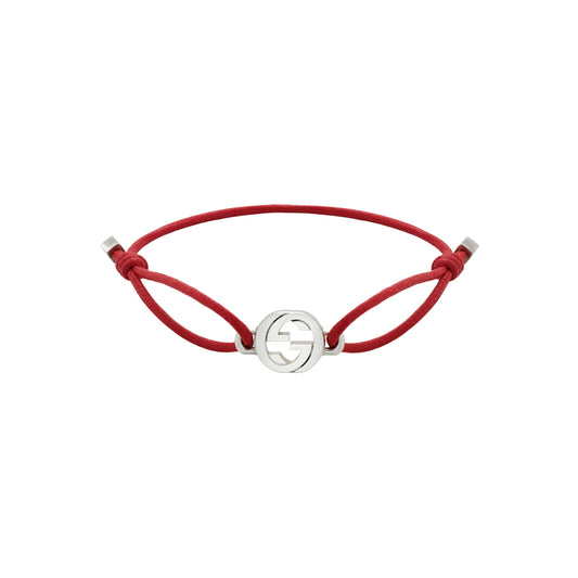 STSLVR GUCCI INTERLOCKING BRACELET ON RED COTTON