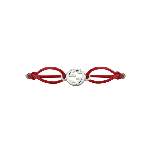 STSLVR GUCCI INTERLOCKING BRACELET ON RED COTTON