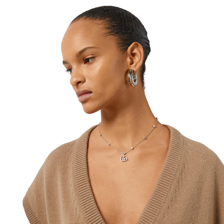 Double G Necklace with Pink Mother of Pearl Stations