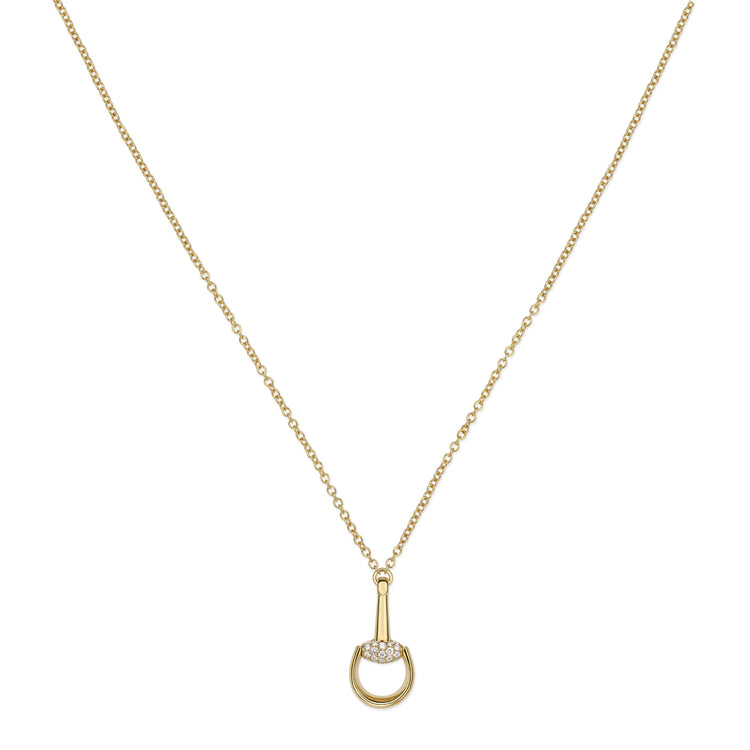 18KYG 16.5" SM DEMI PAVE DIA HORSEBIT NECKLACE