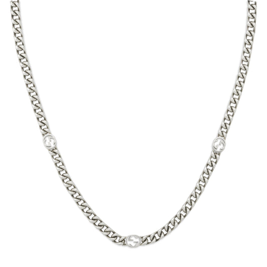 STSLVR 19.5" GUCCI INTERLOCKING STATION NECKLACE