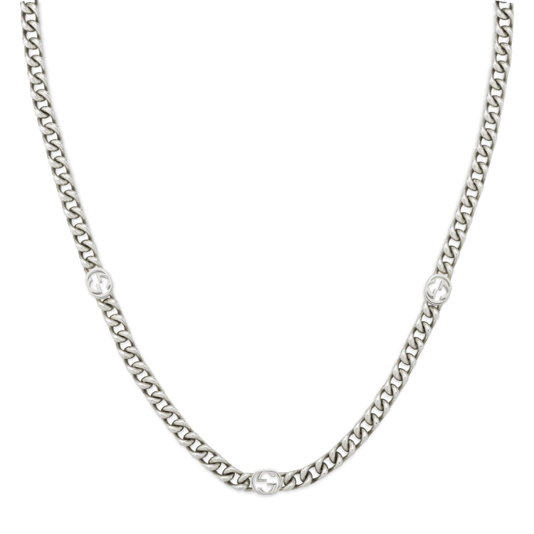 STSLVR 19.5" GUCCI INTERLOCKING STATION NECKLACE