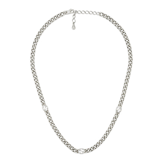 STSLVR 19.5" GUCCI INTERLOCKING STATION NECKLACE