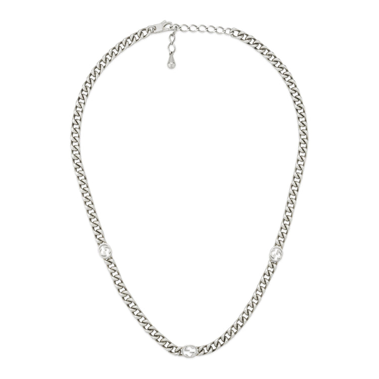 STSLVR 19.5" GUCCI INTERLOCKING STATION NECKLACE