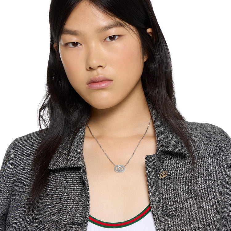 Sterling Silver Interlocking GG Necklace