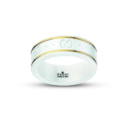 White and Yellow Thin Icon Band