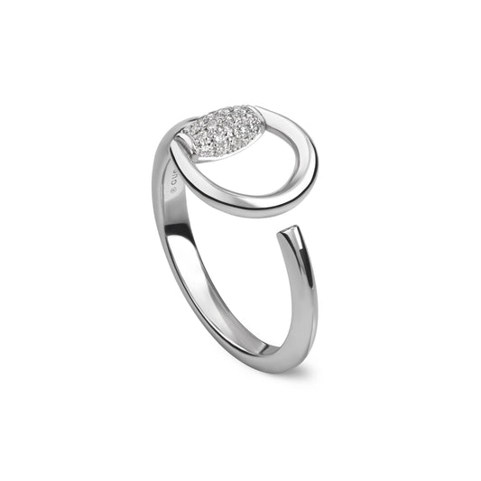 Horsebit 18K White Gold Diamond Ring