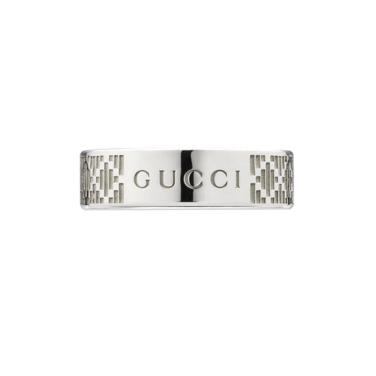 STSLVR 6MM GUCCI DIAMANTE PATTERN RING SZ 12