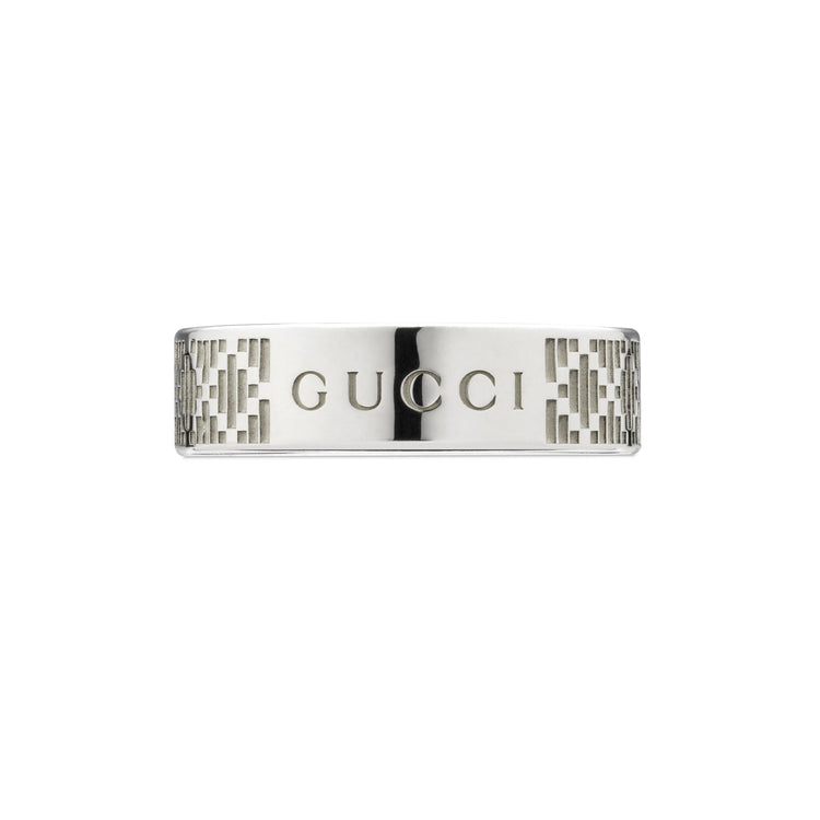 STSLVR 6MM GUCCI DIAMANTE PATTERN RING SZ 12