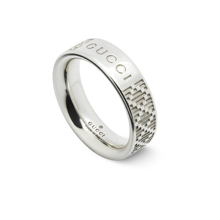 STSLVR 6MM GUCCI DIAMANTE PATTERN RING SZ 12