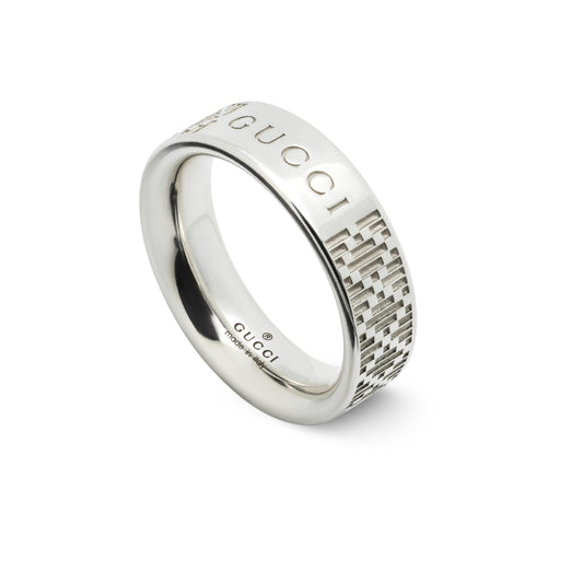 STSLVR 6MM GUCCI DIAMANTE PATTERN RING SZ 13