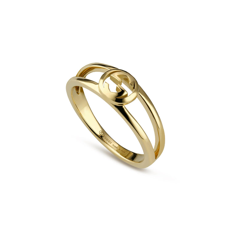 18KYG GUCCI INTERLOCKING 2-BAND RING SZ 13