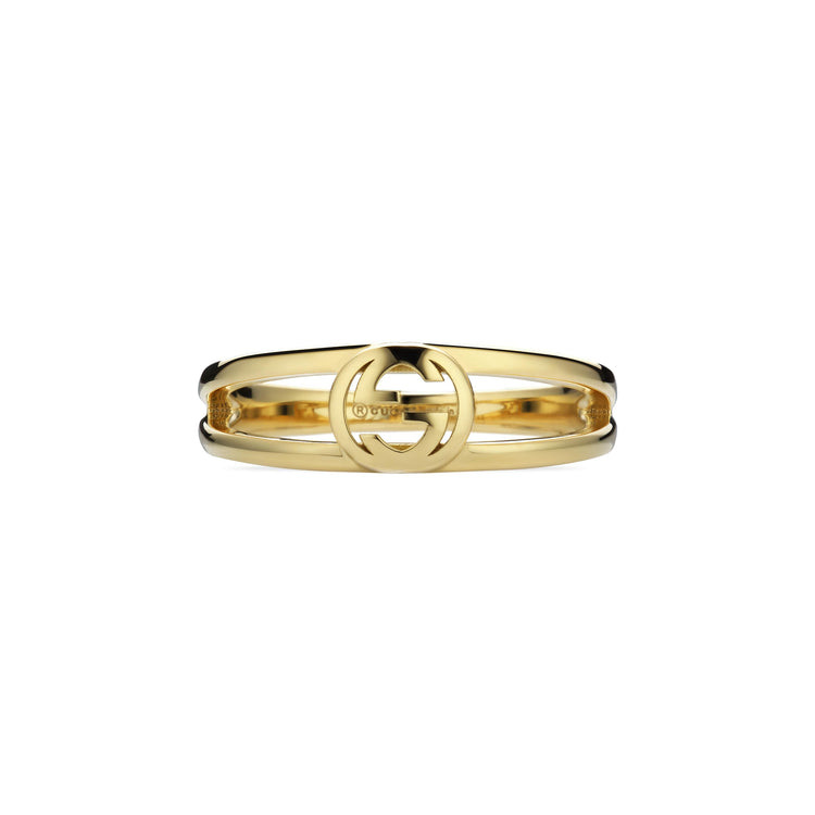 18KYG GUCCI INTERLOCKING 2-BAND RING SZ 13
