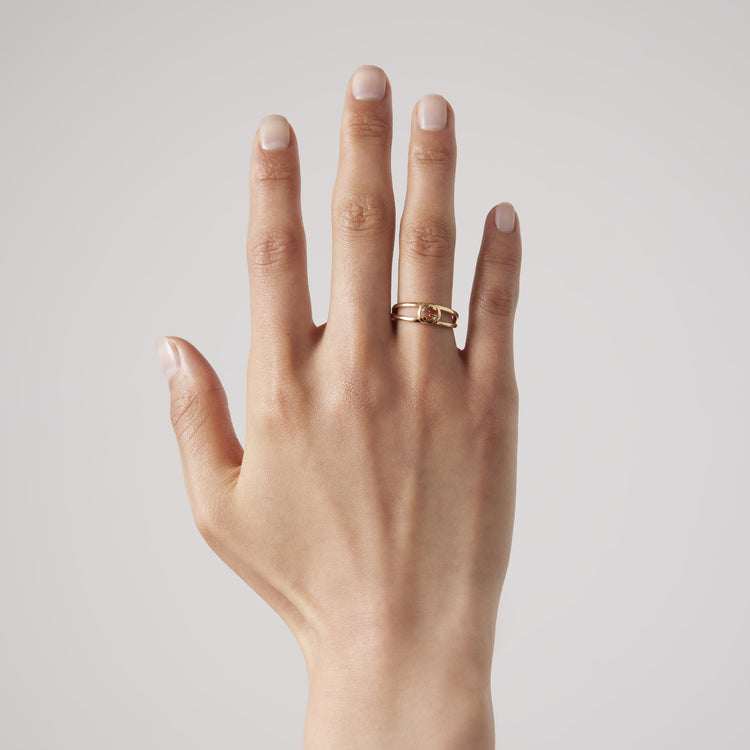 18KYG GUCCI INTERLOCKING 2-BAND RING SZ 13